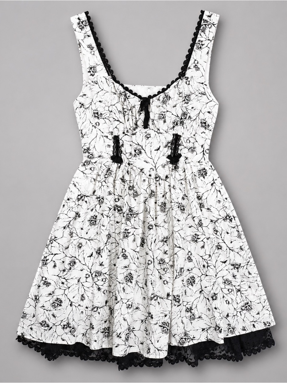 Hot Topic Spider Rose Lace Mini Dress Goth Witchy Black White M